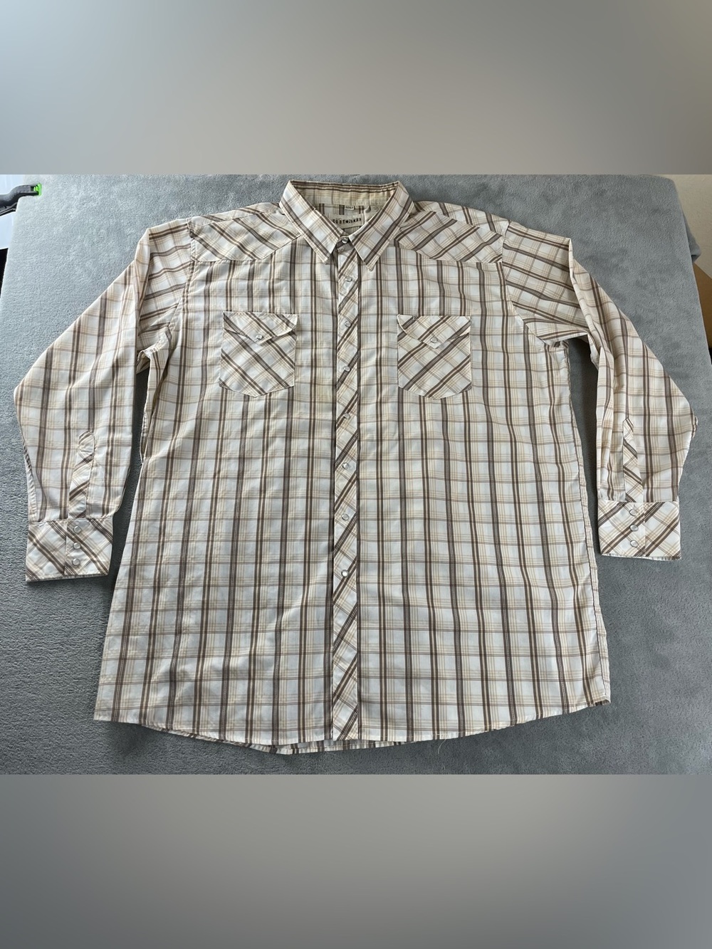 Cody James Shirt Men's 3XLT Beige Plaid Western Pearl Snap Dual Pockets Rodeo